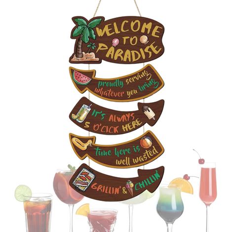 für die Tür Holz Retro Hawaii Türschild Abriebfestes