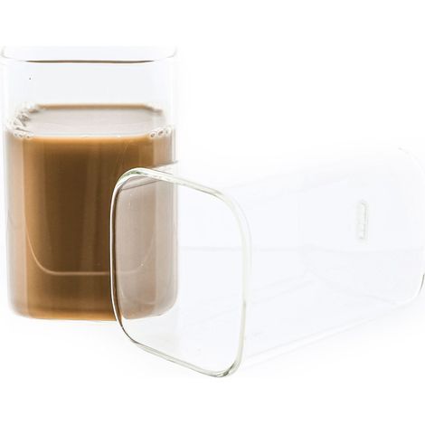 Mulex 2-Teilig Glas Quadratische Glas Japanische Getränkebecher Borosilikatglas Cocktail, Borosilikatglas, Hitzebeständig 250 ml (1/5)