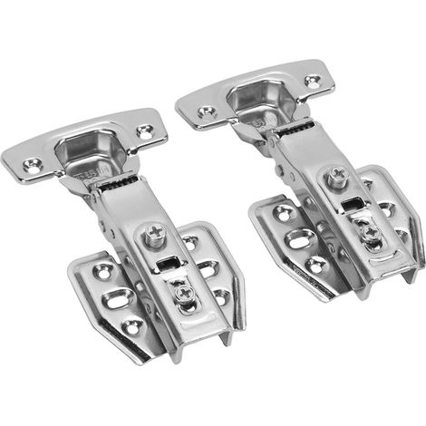 2 Türscharniere aus Edelstahl, 2 mm dick, Öffnungswinkel 105 bis 110°, glänzend galvanisiert, für Küche und Bad. (1/5)