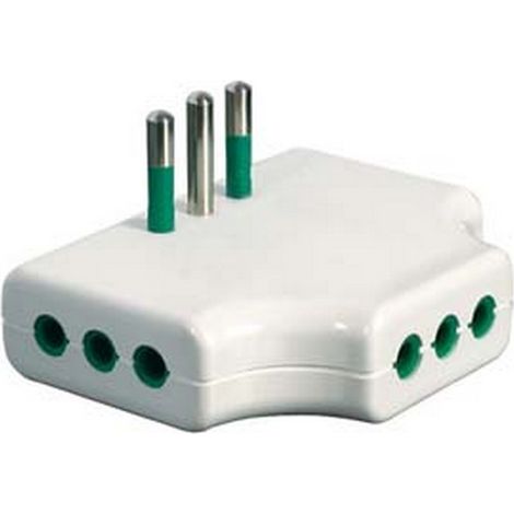 4PZ ADATTATORE TRIPLO PIATTO 2 POLI + TERRA 10A BIANCO - bianco 82250
