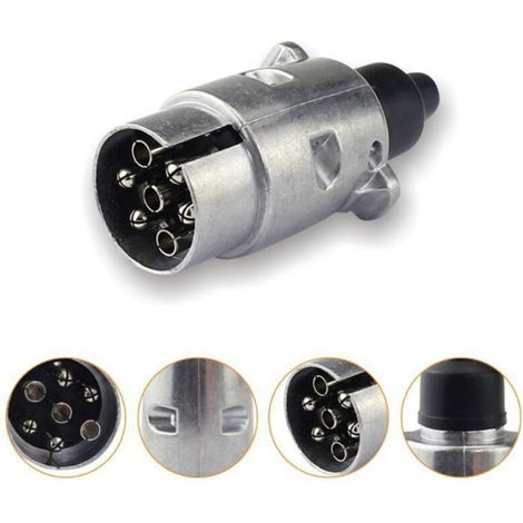 CSPARKV Prise de remorque mâle 7 Broches métal, Prise attelage 7 Broches Metal,connecteur Electrique 7 Broches Etanche pour remorque,12V fiche remorque 7 Broches métal (1/4)