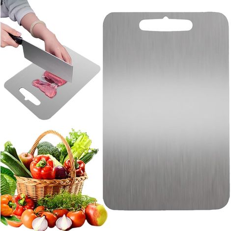 Tagliere Cucina Acciaio Inox Bifacciale 30x20 cm Argento (1/5)