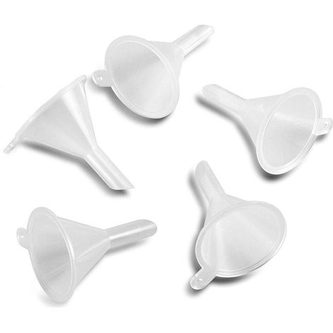 Lot de 5 mini-entonnoirs pour flacons de laboratoire, art du sable, parfums, épices, poudres, huiles essentielles, loisirs, cuisine, petit format en plastique transparent de qualité alimentaire-AquaFo (1/5)