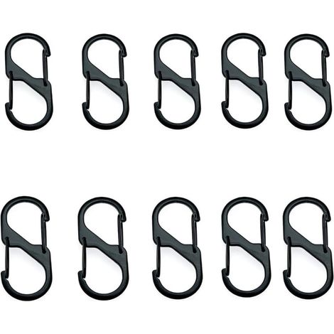 Lot de 10 Pièces S Forme Mousqueton Clips Mousquetons en Forme de S Double Mousqueton D'ouverture en Métal Mousqueton,22×50mm. (1/5)
