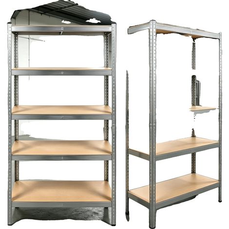 Regaleinheiten, Schwerlastmetall, Höhenverstellbare Regalböden, 2 Pack 1.8m Weiß 90x40cm (1/2)