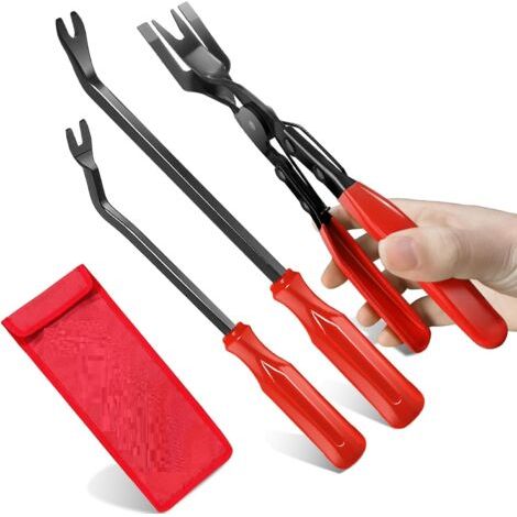 Lot de 3 outils de retrait de clips pour retirer les fixations de voiture avec sac de rangement, kit d'outils de retrait de garnitures automatiques pour panneau de porte, tableau de bord (1/5)