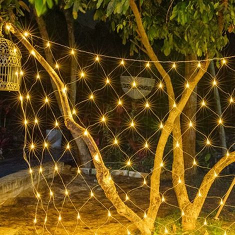 96 LED-Lichterkette für den Außenbereich, 1,5 m x 1,5 m, wasserdicht, solarbetrieben, warmweiß (1/5)