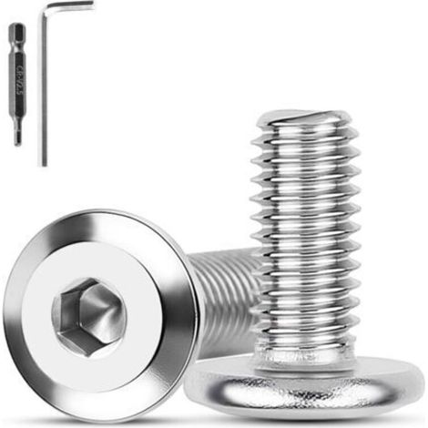 40 Pièces Vis M4 x 20 mm Tête Plate A2 V2A Vis inox M4 Pour Boulons de Meubles Six Pans Creux Avec Clé Hexagonale (1/5)
