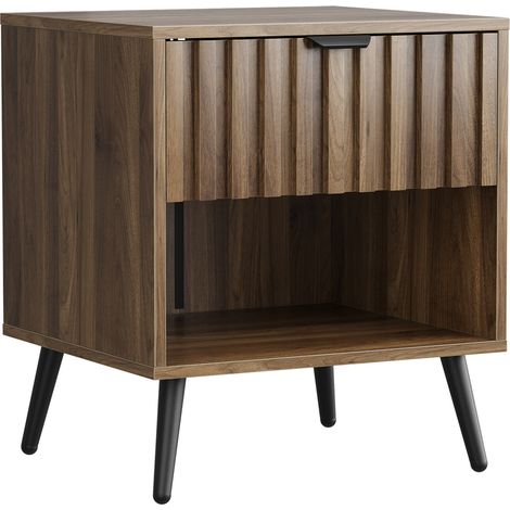 Table de chevet moderne en MDF avec tiroir, couleur noyer, 45 x 40 x 53 cm (1/5)