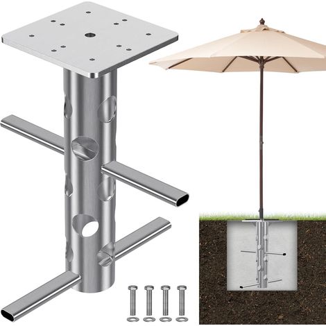 Base de Parasol Universelle enterrée, Support en béton en Acier résistant à la Rouille, Design Peu encombrant pour Porte-Parapluie déporté extérieur (1/5)
