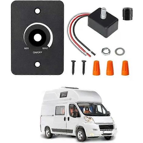 Variateur rotatif LED PWM 5 A 12 V CC pour ampoules halogènes/incandescentes/pocket/de store, idéal pour caravanes, bateaux et automobiles (D7YA-JXLGV). (1/4)
