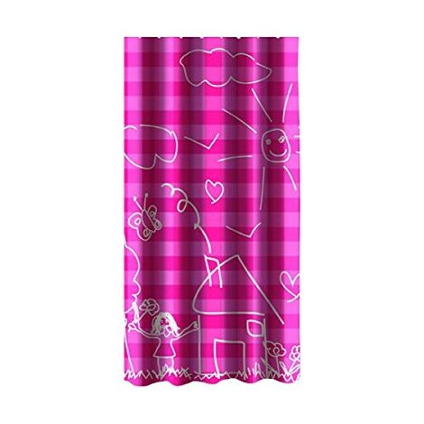 Rideau de Douche, en Polyester, Revêtement antibactérien, Anneaux Inclus, Lavable à 30°, Imperméable Tissu Lavable en Machine Rideau Salle de Bain, Rose Vichy, 180 x 200 cm