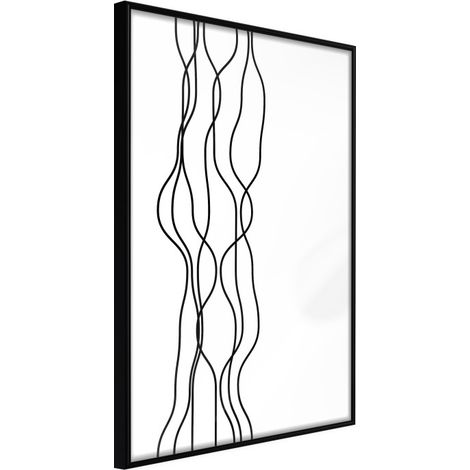 Affiche Murale Encadrée "Wavy Lines" 40 x 60 cm Noir