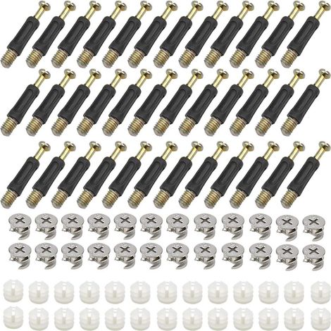 100 Pièces Excentrique Meubles Connecteur, Raccords de Came Connexion de Panneaux D'armoires de Meubles Came Excentrique Et Boulon De Fixation pour Meuble Placard Armoires (1/5)