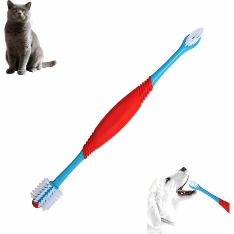 Brosse à dents pour chien, kit de soins dentaires à double tête rotative à 360°, brosse à dents pour doigt (1/5)