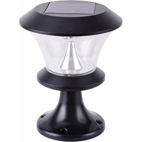 8 LED Yard Villa Paysage Décoratif Post Light Outdoor Round Solaire Pilier Lampe Jardin Porte Murale Lampadaire Extérieur Pelouse Vue Cour Villa Lampadaire Extérieur (A: Lumière Chaude) (1/5)