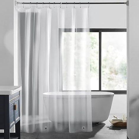 Rideau de Douche 3D Transparent Imperméable, 180x180cm EVA Rideau Douche Eclairage Naturel, Transparent Shower Curtain con 12 Oillets e 3 Lestés, Rideau de Douche Transparent pour Douche, Baignoire (1/5)