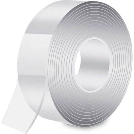 Ruban adhésif double face transparent 3M, nano tape extra fort, lavable et réutilisable, pour tapis et photos sans percer (1/4)