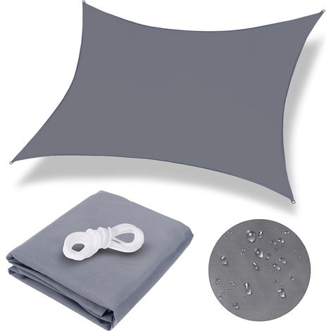 Voile d'ombrage rectangulaire, 3 x 3 m, imperméable, protection UV, respirante et coupe-vent, en toile pour pergola, terrasse, balcon ou jardin.