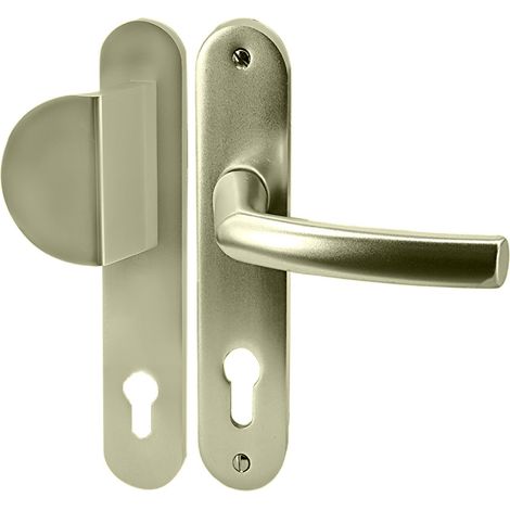 Bricard – Paire de poignées de porte aluminium blindée 234 mm – Béquille aileron moderne – Finition dorée résistante à l'usure – Pour portes intérieures et extérieures (1/5)