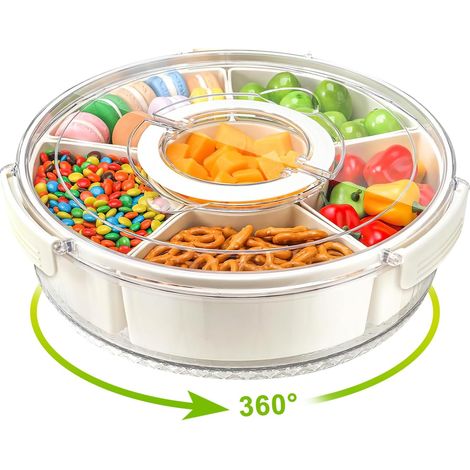 Boîte Goûter Compartiments, Couvercle Rotatif, Grand, Snack, Enfant, Bureau, Hermétique, Portable, 2 En 1 (1/5)