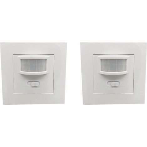 Lot de 2 interrupteurs encastrés à détecteur de mouvement infrarouge (110-240 V CA) pour ampoules, idéal pour chambre ou salon (blanc). (1/5)