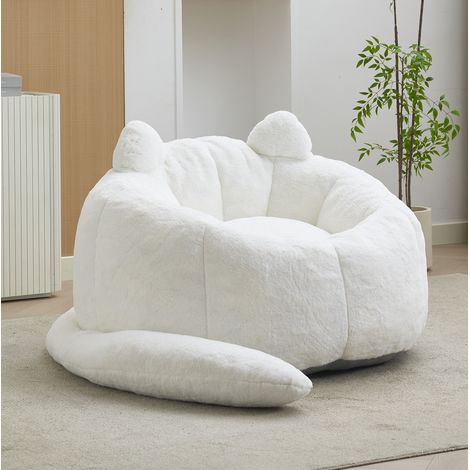 Pouf divano design moderno confortevole, leggero e facile da spostare, per soggiorno o camera, tessuto peluche - bianco