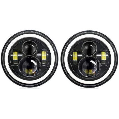 Phares LED 7 pouces et feux de jour pour voitures, phares H4 étanches IP67, adaptés aux véhicules 9-30V, voitures et motos (lot de 2)