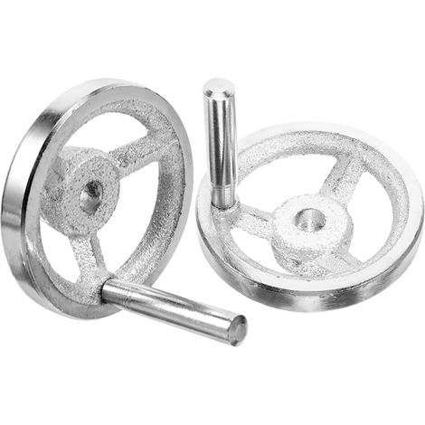 Roue Tournante à Manivelle Dimensions Précises 2pcs Argenté en Acier Carbone Installation Sécurisée M6 et Machines-outils (1/5)