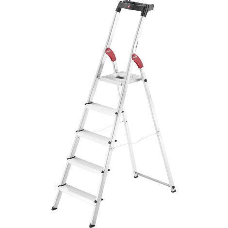 Scaletto Alluminio a Forbice 5 Gradini L60 HAILO - Altezza 168 cm (1/6)