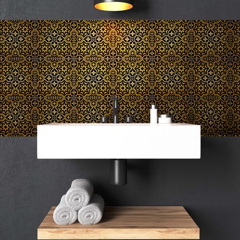 Sticker Mural Carrelage adhésif Cuisine Salle de Bain - 9 STICKERS CARRELAGES ORIENTAL ENFIDA - 9stickers15x15cm (1/5)