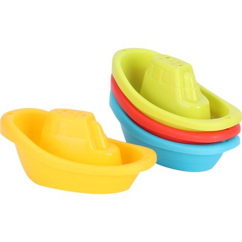 Lot de 4 jouets de bain en forme de bateau flottant pour enfants, jouet éducatif amusant pour le bain et la natation (bateau flottant) (1/5)