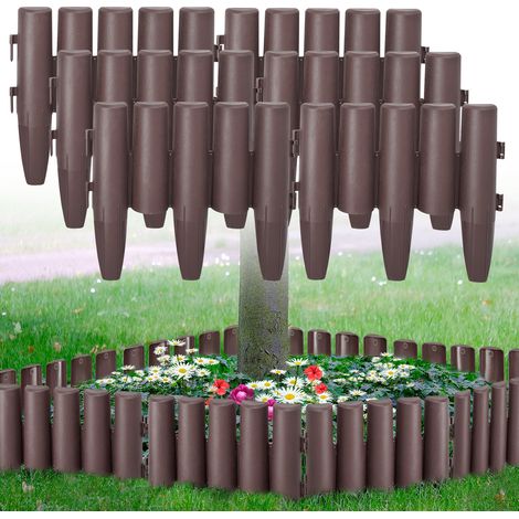 AUFUN Bordure de pelouse en plastique longueur aspect bois Garden Border en polypropylène