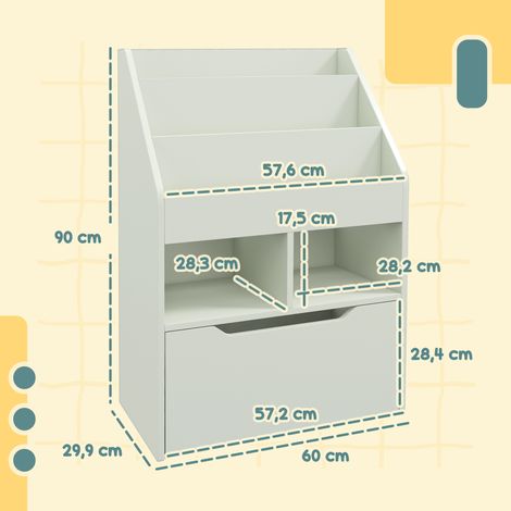 Kinderregal mit Schublade, Bücherregal mit Fächern, 60 x 29,9 x 90 cm, Grün (1/5)