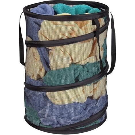 Foldable mesh laundry basket, black, 58 cm high (1/3)