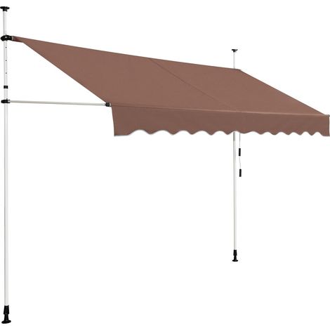 Tenda da sole retrattile 300 cm, senza fori, resistente ai raggi UV, marrone