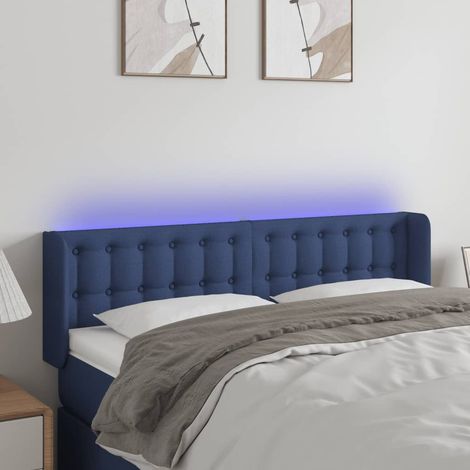 Testiera a LED Blu 147x16x78/88 cm in Tessuto vidaXL (1/5)
