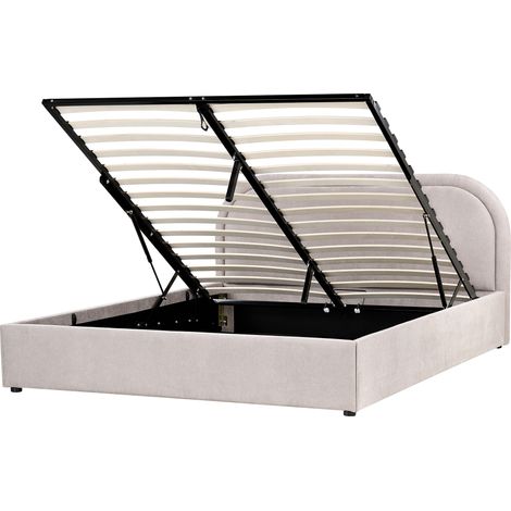 Cama moderna con almacenaje de tela gris pardo 160 x 200 cm Quillien (1/5)