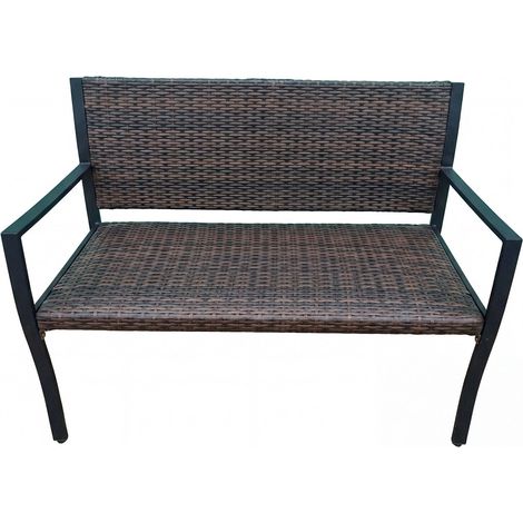 Patio Rattan Loveseat, Mixed Brown, 800 lbs Capacity