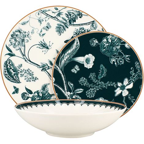 Lot de 36 assiettes en porcelaine, BOTANIC