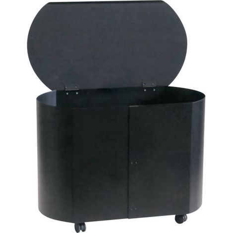 Portapellets acciaio nero con coperchio h.44 l. 62x37 cm. Made in Italy
