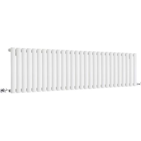 Milano Aruba White Horizontal Single Oval Panel Radiator - 400mm x 1652mm (1/5)