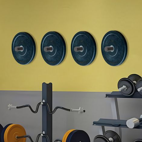 Lot de 4 supports muraux pour disques d'haltères olympiques de 5 cm, rangement pour salle de sport à domicile (1/5)