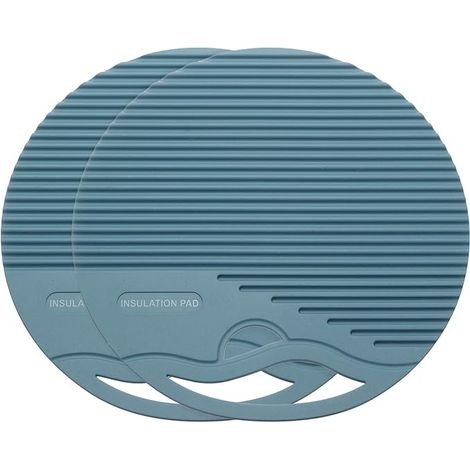 Dessous-de-Plat en Silicone, 8 Pouces Ronds pour Casseroles et Poêles Polyvalents Plans de Travail, Dessous-de-Verre, Bleu (1/5)