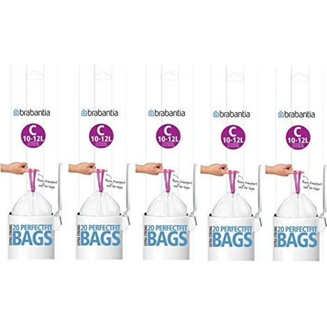 Brabantia - Set aus 20 extrastarken, anschmiegsamen Müllbeuteln der Größe C 10-12 L
