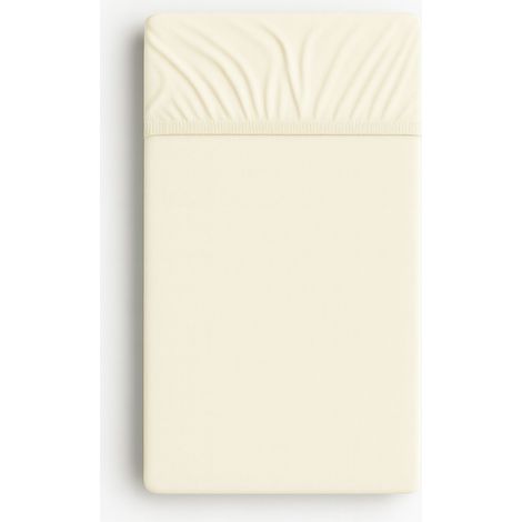 Sábana bajera ajustable de algodón jersey para cuna de 120x60 cm - crema (1/4)