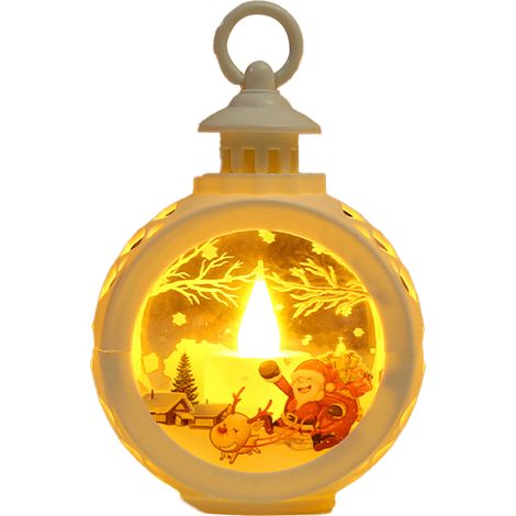 Lanterne Lumineuse De Noël - Ronde À LED Avec Motifs Père Noël Arbre De Noël - Décoration Fenêtre Intérieur Extérieur - Lot De 1 (1/5)
