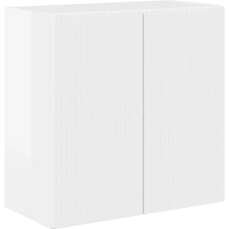 Mueble TV de pared rectangular minimalista con almacenamiento optimizado 59,5 x 31 x 60 cm de madera blanca brillante 020055025 (1/5)