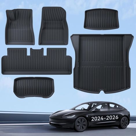6 Tapis De Sol, Protection 3d, Matériau Tpe, Antidérapant, Pour Tesla Model 3 Highland 2024-2026