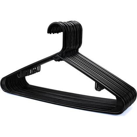 Cintres en Plastique Noir - Lot de 20, Cintres pour Portemanteaux, Armoire et Placard Solides, Cintre Robuste avec Barre Porte-Pantalons et Pinces, Gain de Place, Largeur 40 cm (1/4)